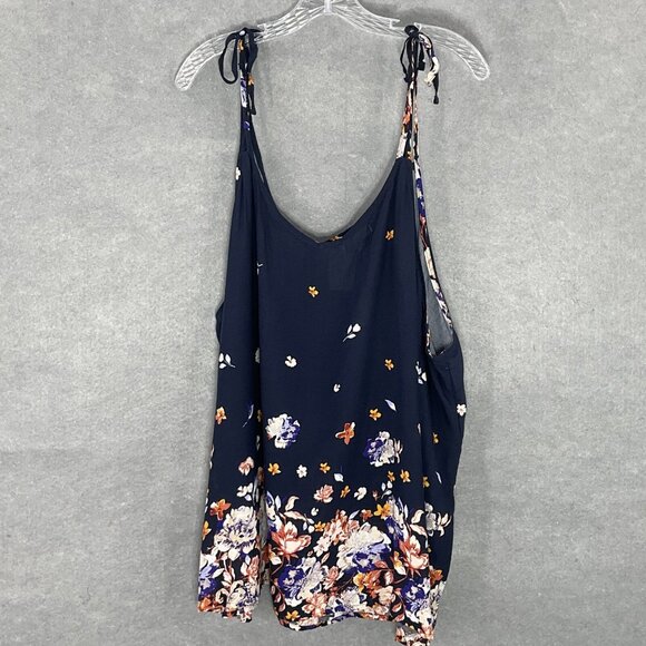 Maurices Tank Top Women 4X Blue Floral Bloom Tie Strap V-Neck Lightweight NEW - Picture 3 of 15